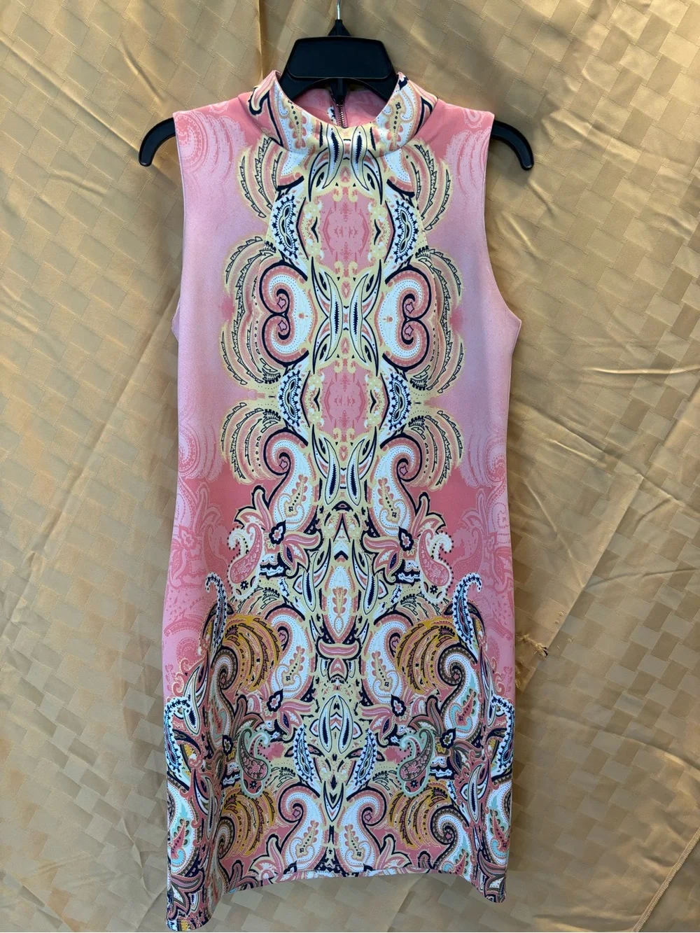 Melissa Paige Pink Paisley-Print High-Neck Shift Dress